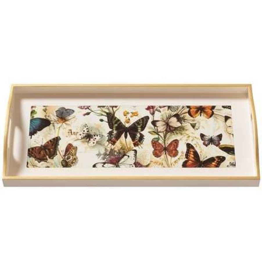 Table Accessories * | Whitelaw & Newton Butterflies Sandwich Tray Cream 20X45Cm