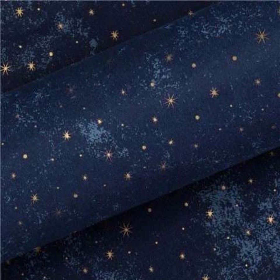 Gift Wrapping & Cards * | Vandoros Wrapping Paper North Star Indigo/Gold 76Cm X 2.5M