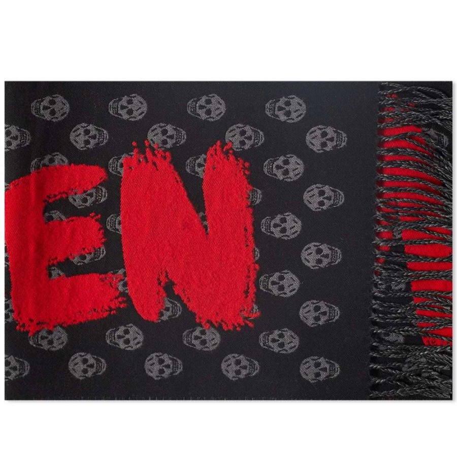 Accessories * | Alexander Mcqueen Grafitti Logo Skull Scarf