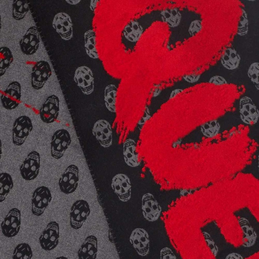 Accessories * | Alexander Mcqueen Grafitti Logo Skull Scarf