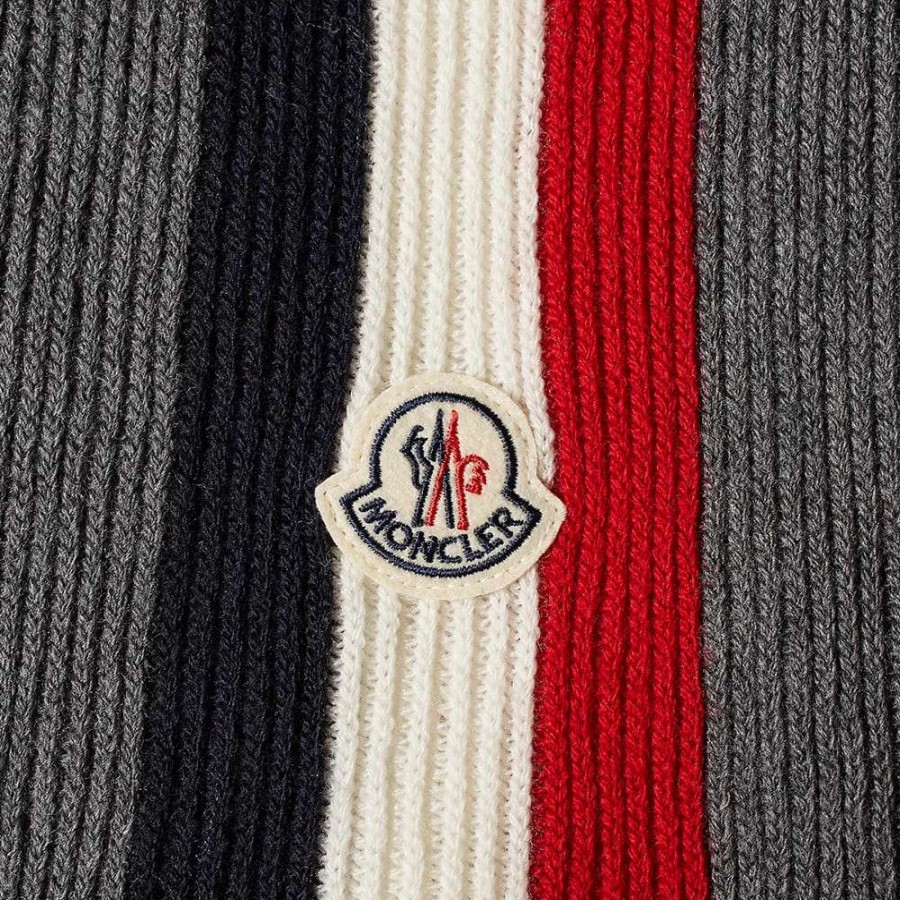 Accessories * | Moncler Tricolore Striped Logo Scarf