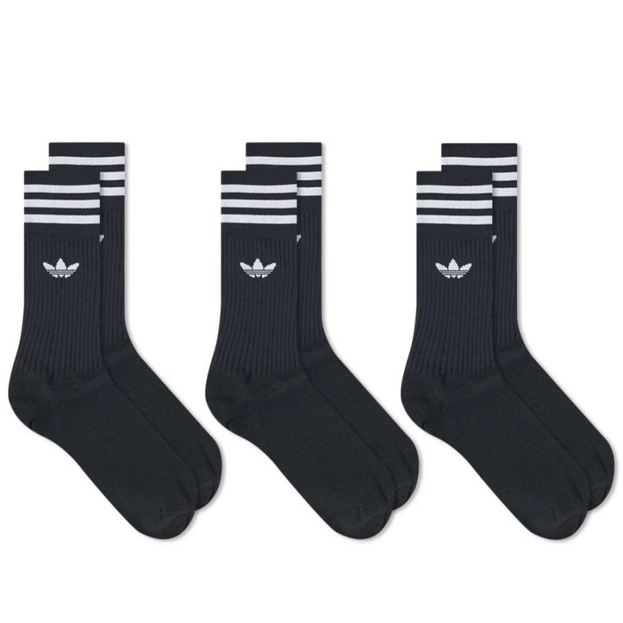 Accessories * | Adidas Solid Crew Sock 3 Pack