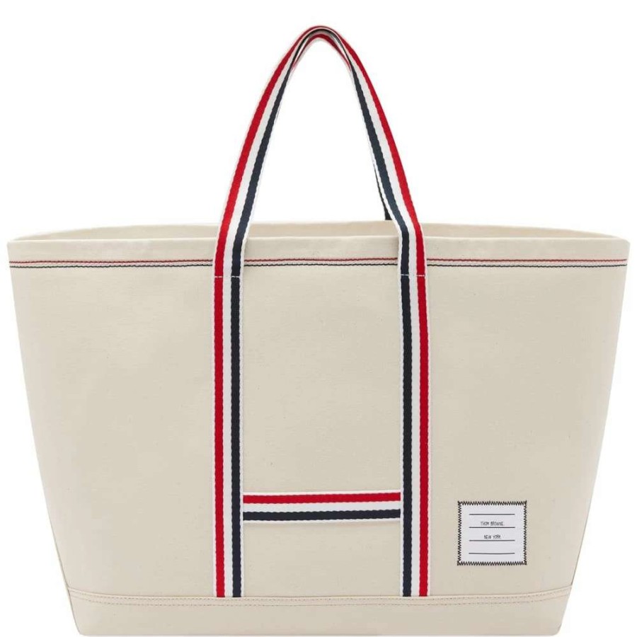 Accessories * | Thom Browne Canvas Rwb Tote Bag