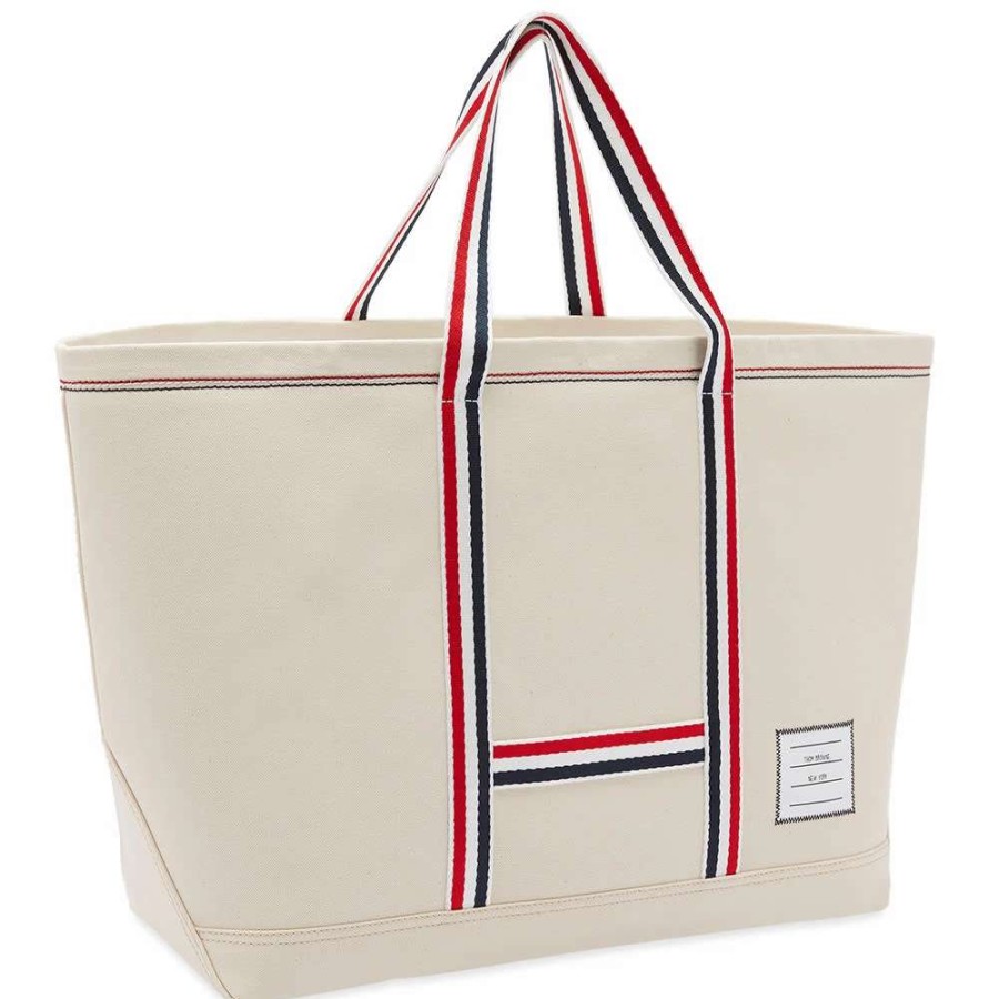 Accessories * | Thom Browne Canvas Rwb Tote Bag