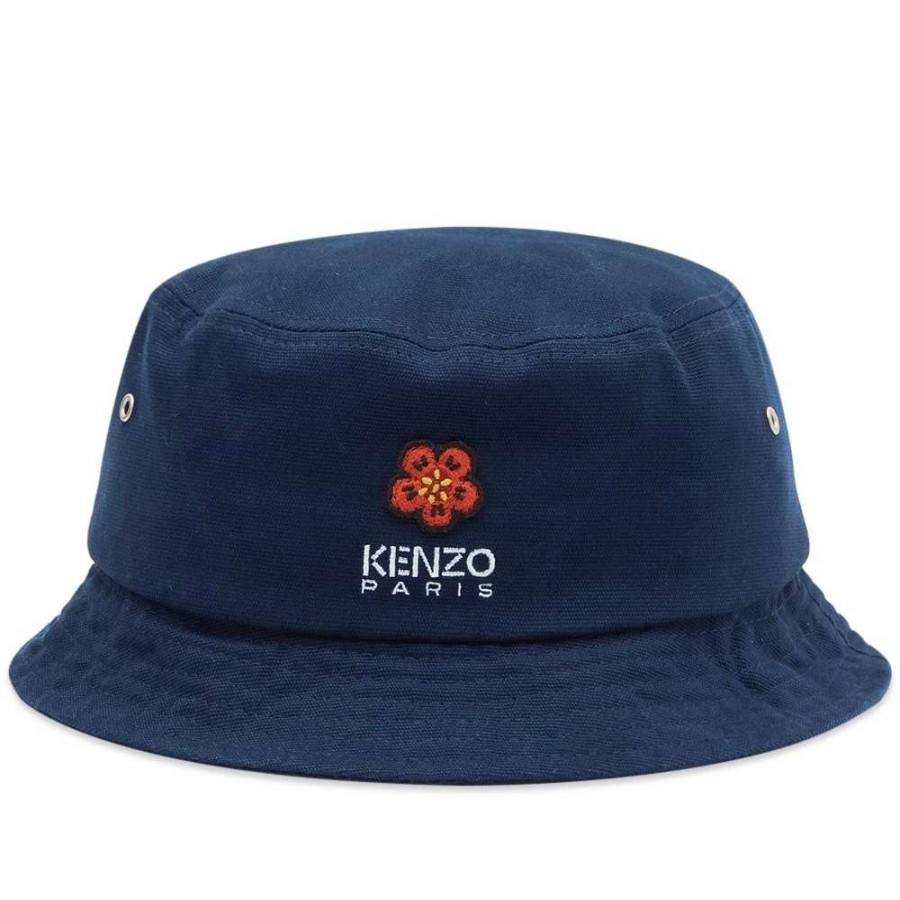 Accessories * | Kenzo Denim Logo Bucket Hat