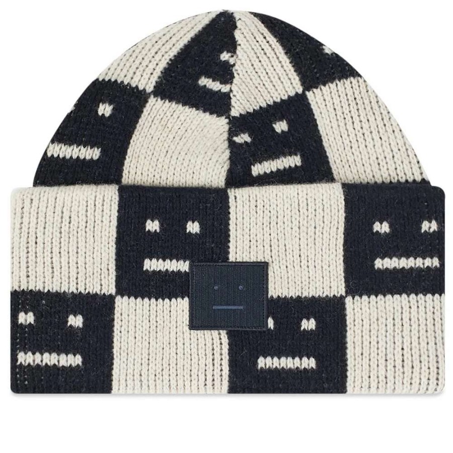 Accessories * | Acne Studios Kuri Checkerboard Face Beanie