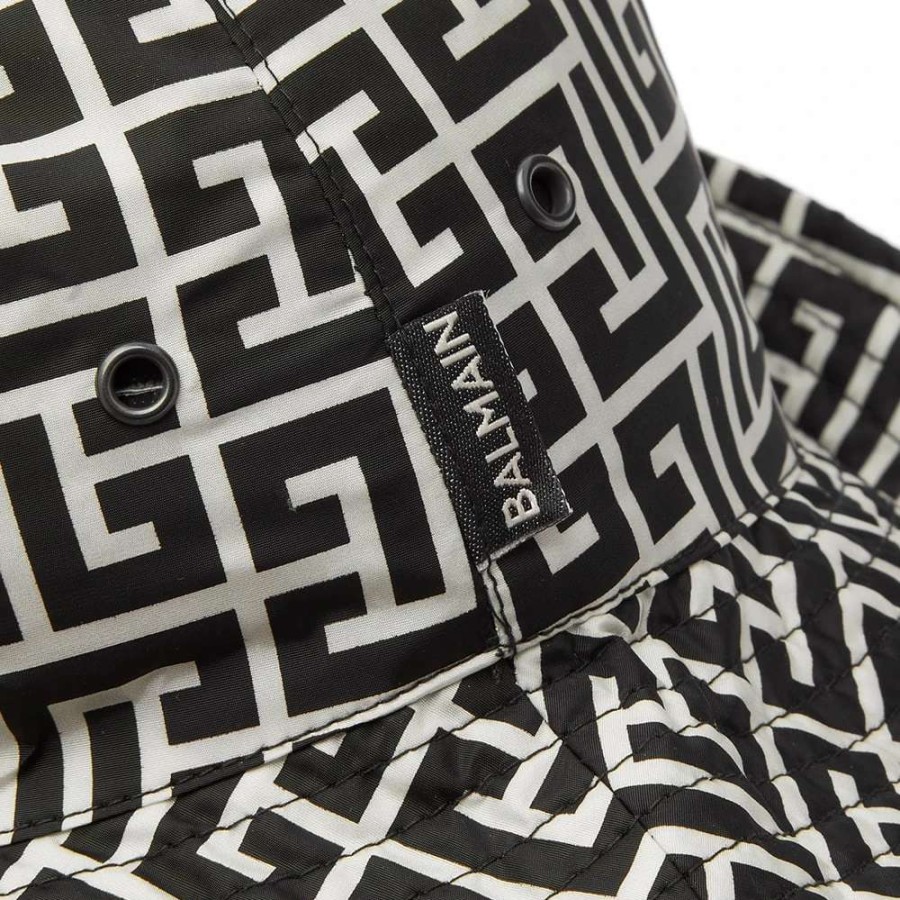 Accessories * | Balmain Monogram Nylon Bucket Hat