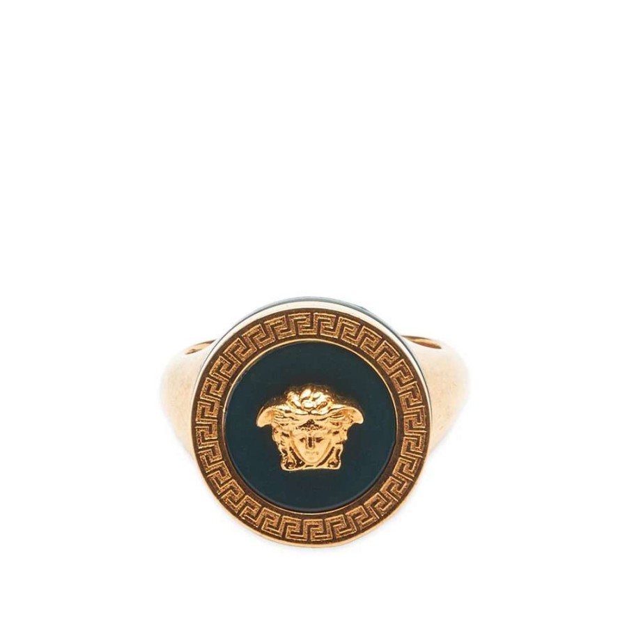 Accessories * | Versace Medusa Head Onyx Set Signet Ring