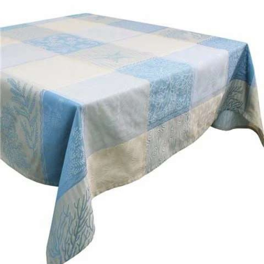 Table Accessories * | Garnier-Thiebaut Mille Oceans Ecume French Jacquard Tablecloth 180X180Cm