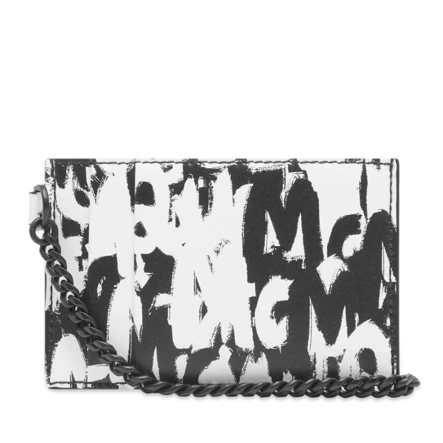 Accessories * | Alexander Mcqueen All Over Grafitti Logo Chain Card Holder