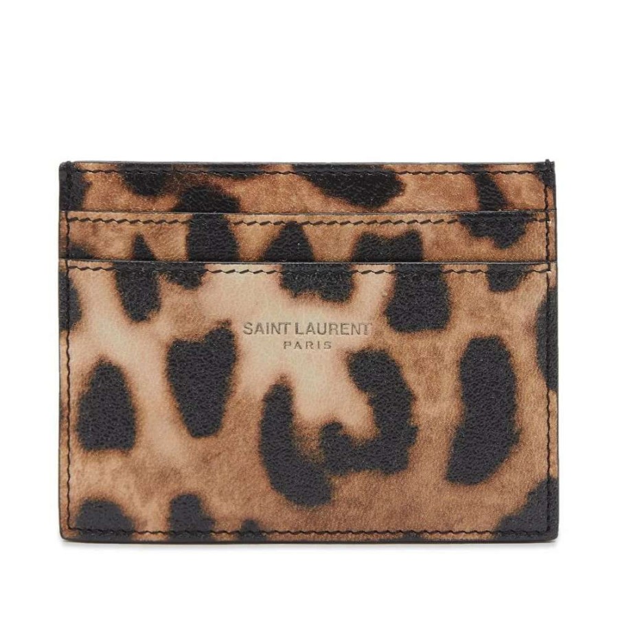 Accessories * | Saint Laurent Leopard Credit Card Case