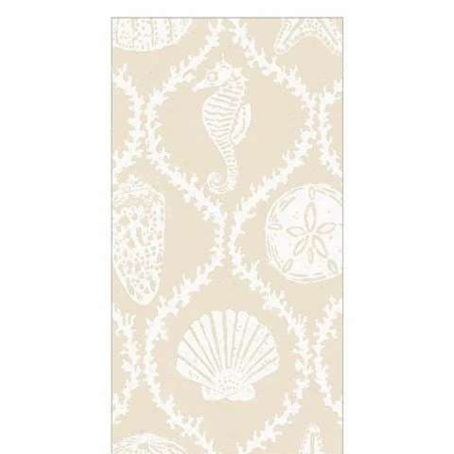 Table Accessories * | Caspari Seychelles Sand Guest Towel Napkins 15Pce