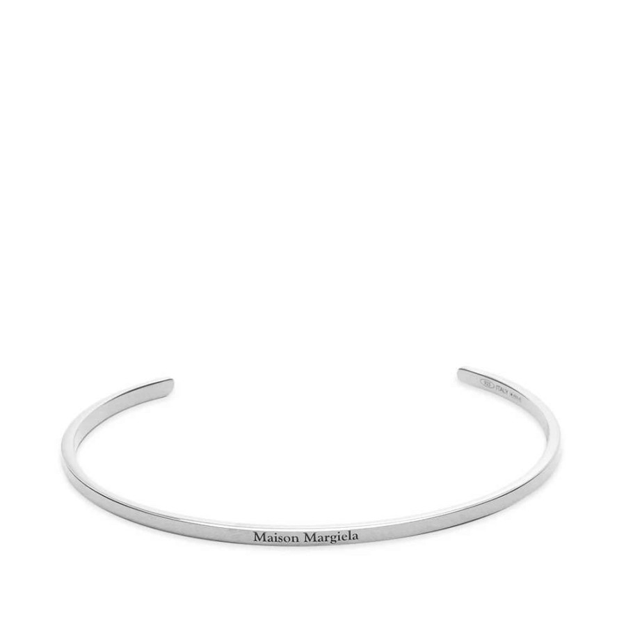 Accessories * | Maison Margiela Slim Text Logo Bangle