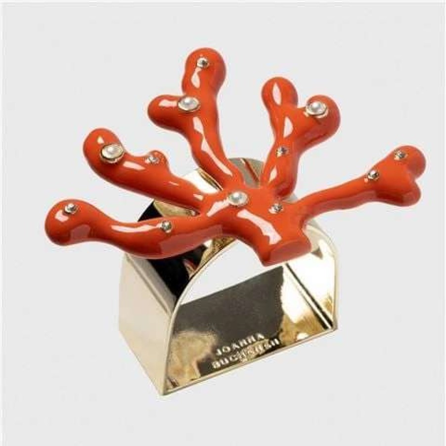 Table Accessories * | Joanna Buchanan Coral Napkin Ring Set Coral 4Pce