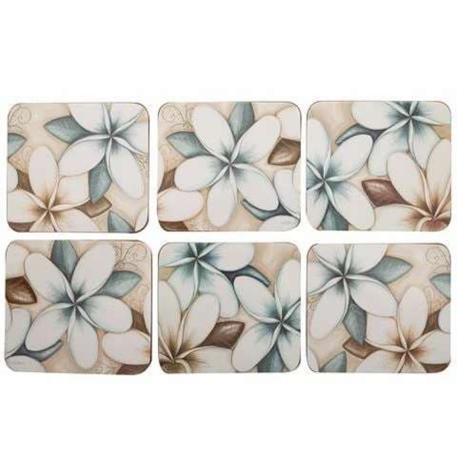 Table Accessories * | Cinnamon Ocean Frangipani Coaster Set 6Pce