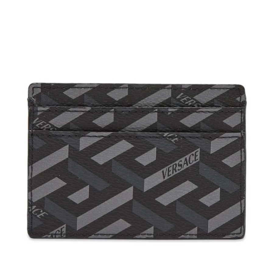 Accessories * | Versace Monogrammed Geometric Logo Card Holder