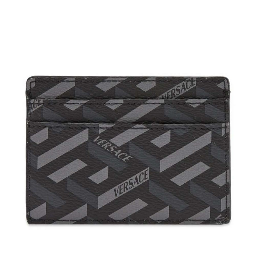 Accessories * | Versace Monogrammed Geometric Logo Card Holder