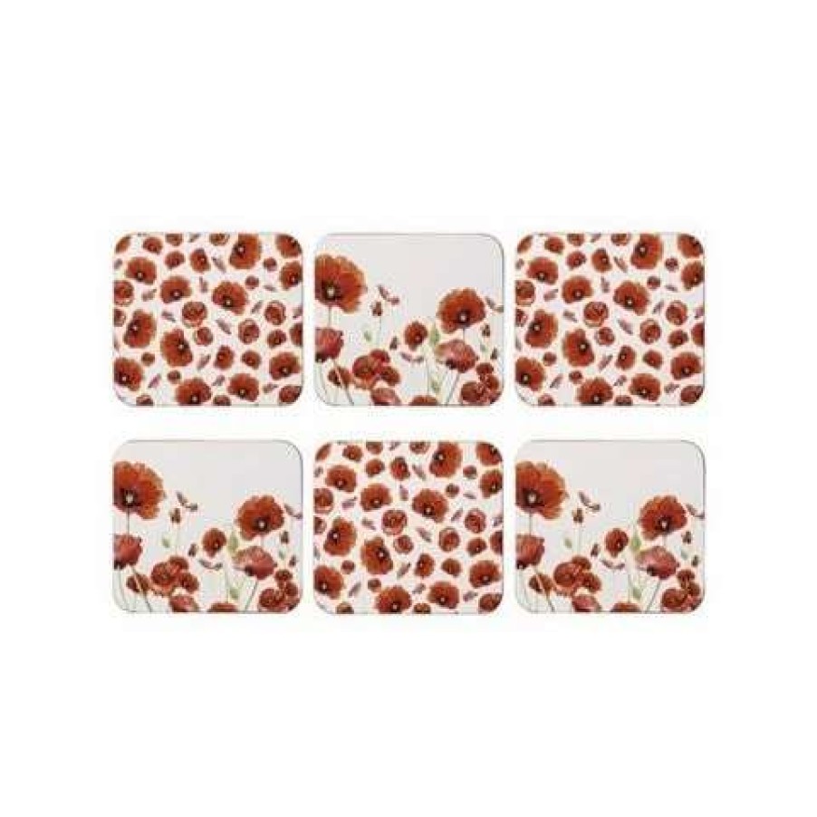 Table Accessories * | Ashdene Red Poppies Coaster Set 6Pce