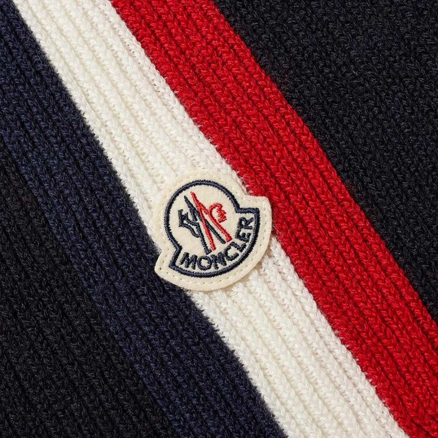 Accessories * | Moncler Tricolore Striped Logo Scarf