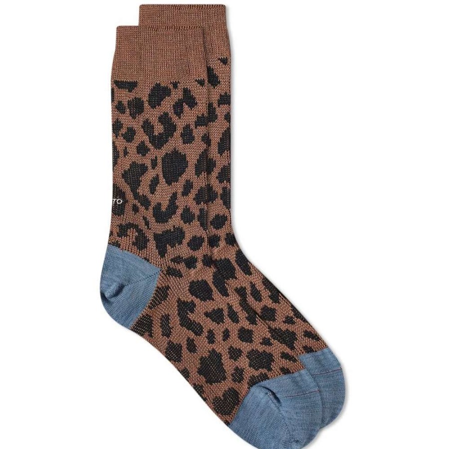 Accessories * | Rototo Pile Leopard Crew Sock