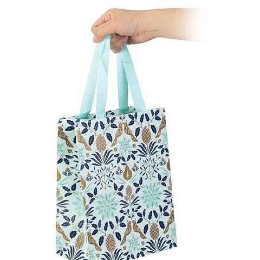 Gift Wrapping & Cards * | Vandoros Poinsettia Gift Bag Icy Small Blue