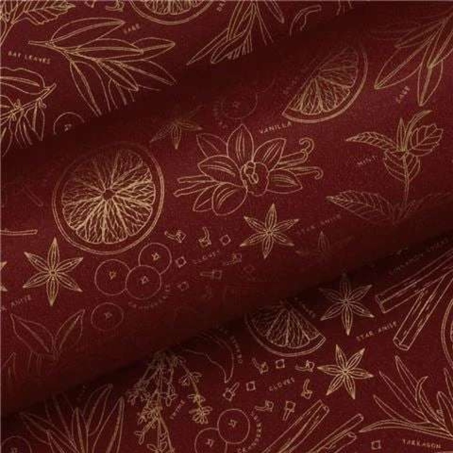 Gift Wrapping & Cards * | Vandoros Wrapping Paper Uncoated Sugar & Spice Red/Gold 76Cm X 2.5M