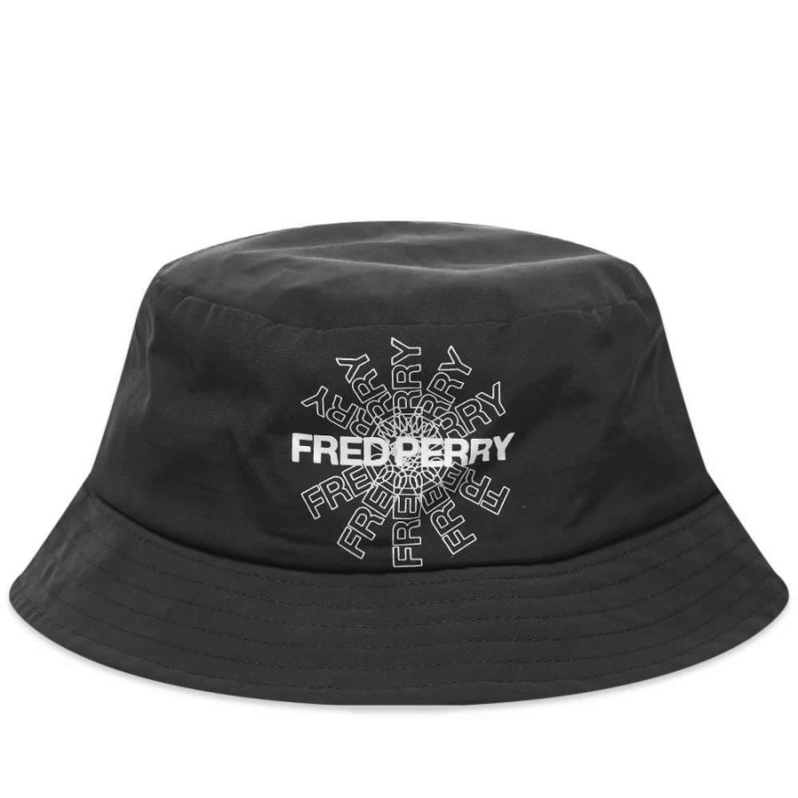 Accessories * | Fred Perry Graphic Print Bucket Hat