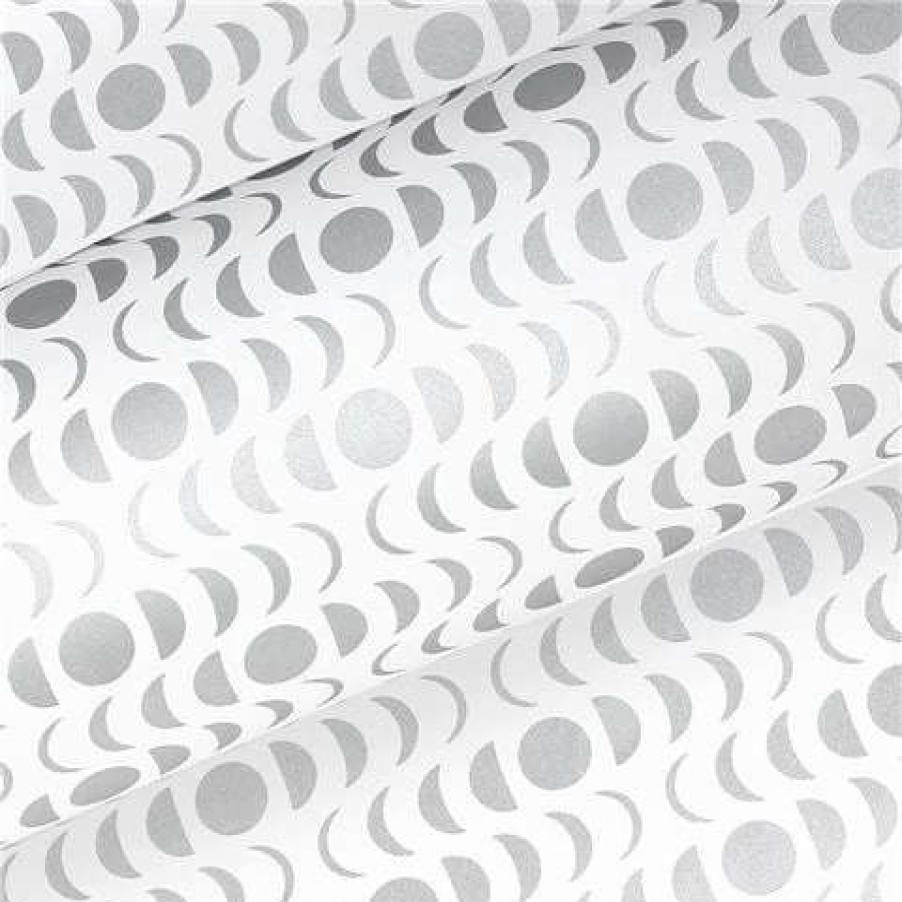 Gift Wrapping & Cards * | Vandoros Lunar Wrapping Paper White & Silver