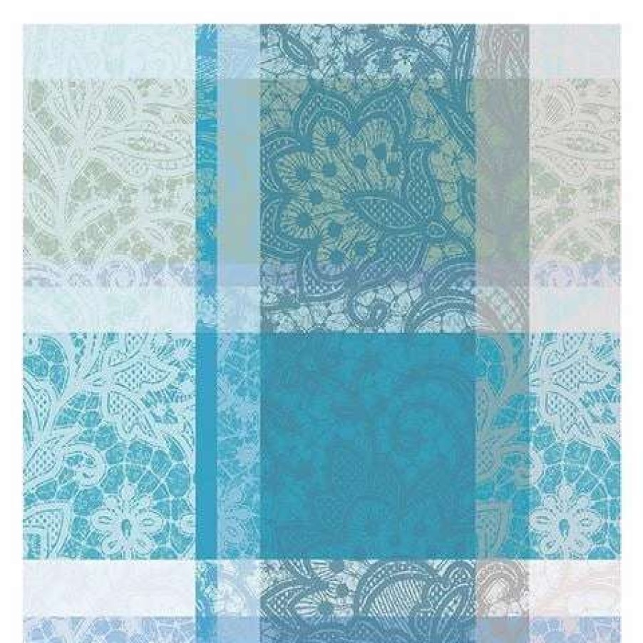 Table Accessories * | Garnier-Thiebaut Mille Dentelles Turquoise Coton Napkin