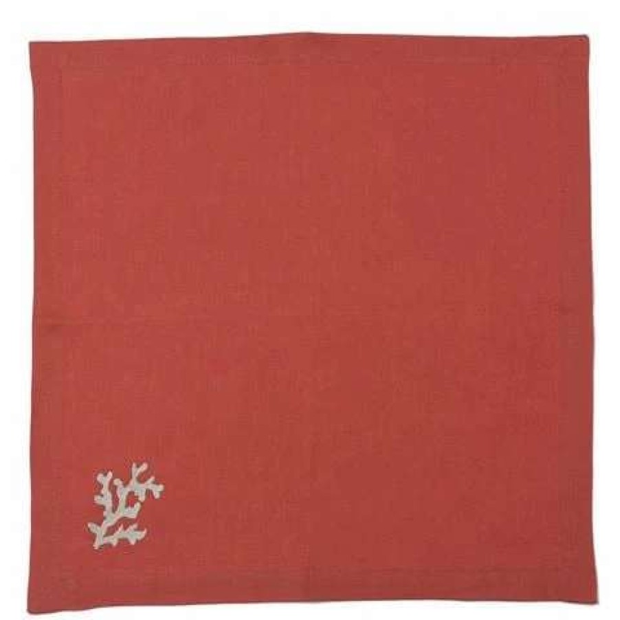 Table Accessories * | Serenk Coral Napkin Dark Orange & Beige 40X40Cm