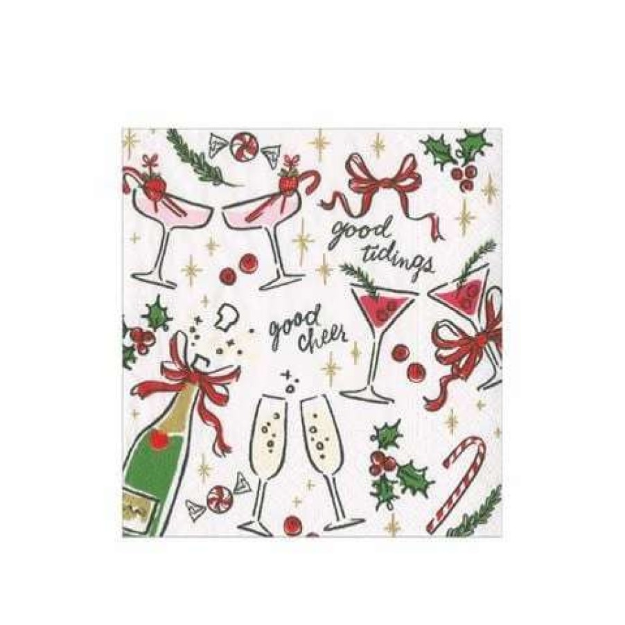 Table Accessories * | Caspari Let'S By Merry Cocktail Napkin Set 20Pce