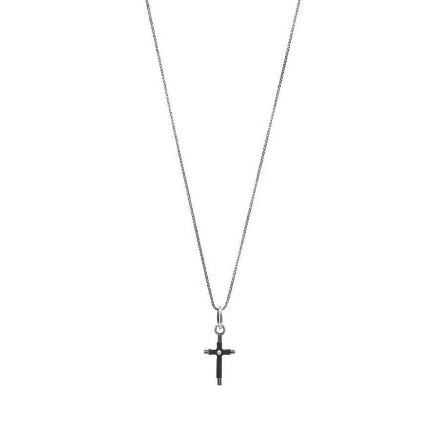 Accessories * | Saint Laurent Slim Pendant Necklace With Cross