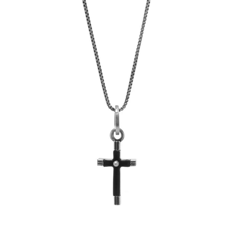 Accessories * | Saint Laurent Slim Pendant Necklace With Cross