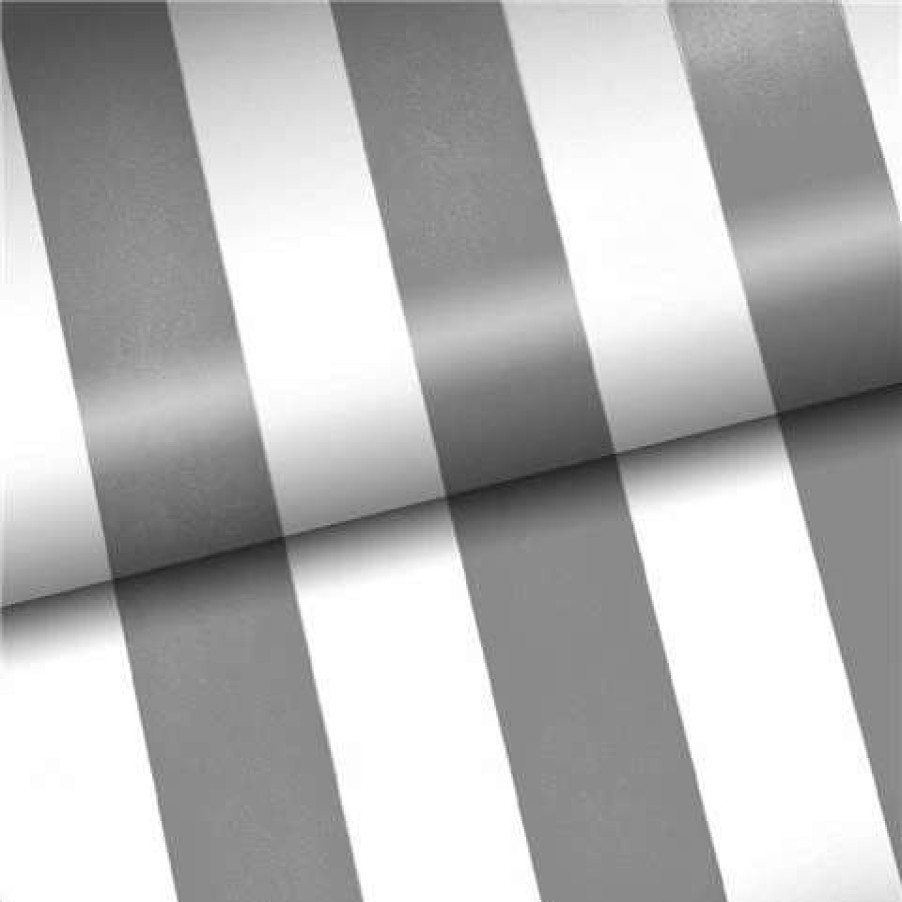 Gift Wrapping & Cards * | Vandoros Pavilion Stripe Silver Wrapping Paper 60Cm X 3M