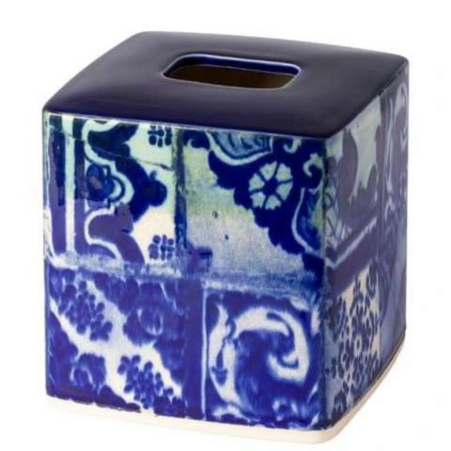 Table Accessories * | Costa Nova Lisboa Blue Tile Boutique Tissue 15Cm