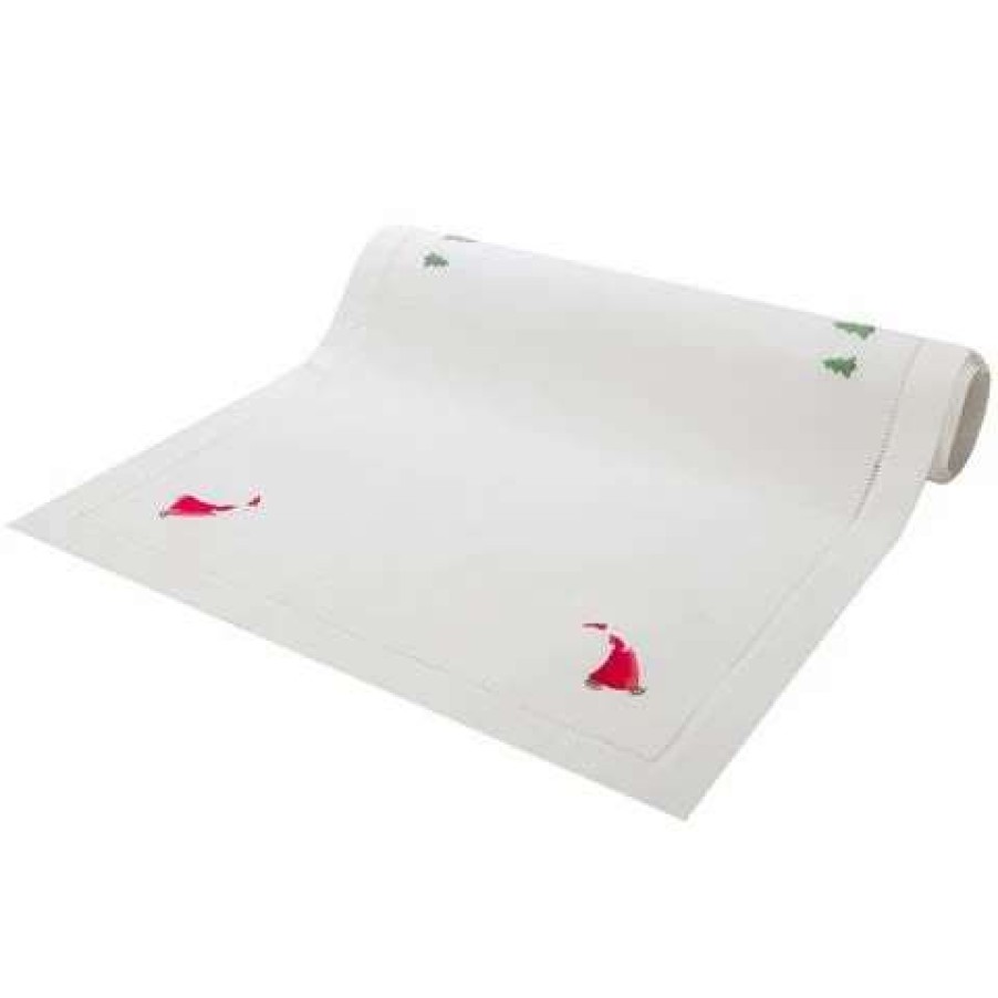 Table Accessories * | Christmas Napery Skating Santa And Tree Table Runner