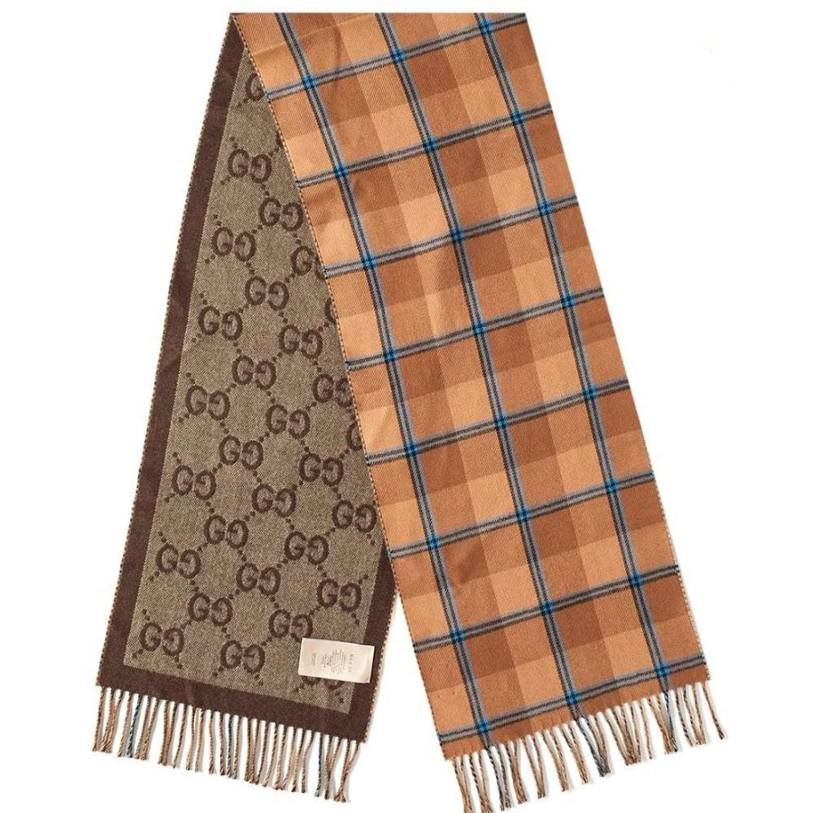 Accessories * | Gucci Checked Wool Gg Scarf