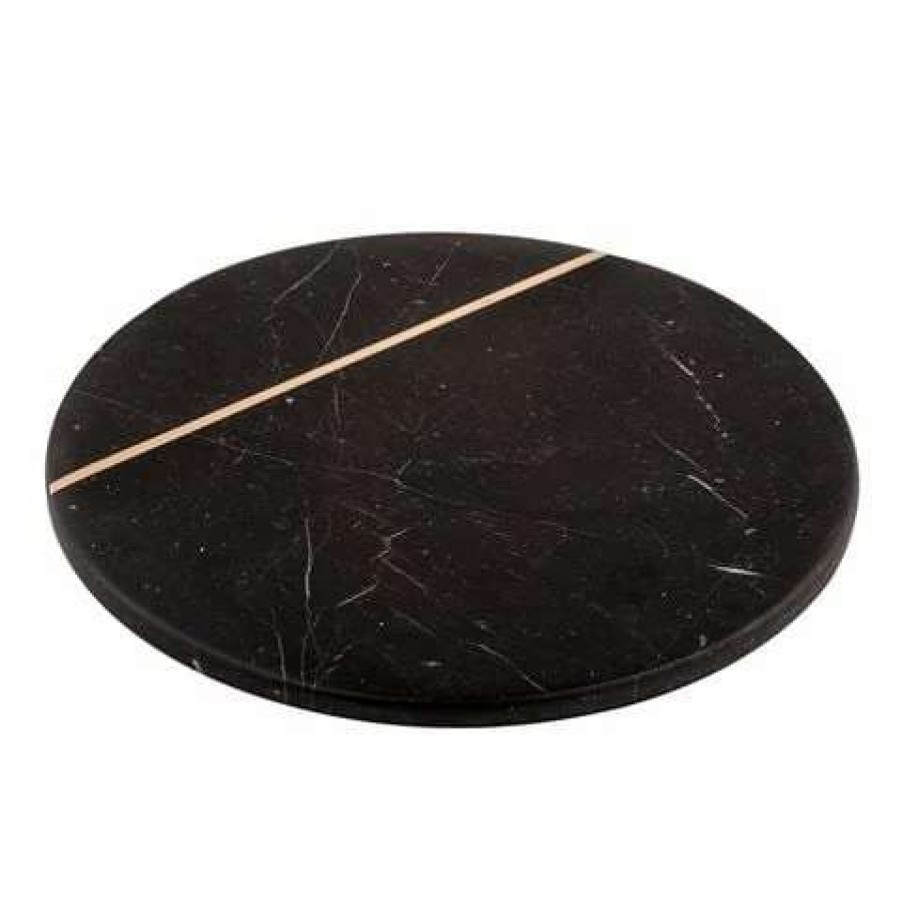 Table Accessories * | Tempa Emerson Marble Lazy Susan Black