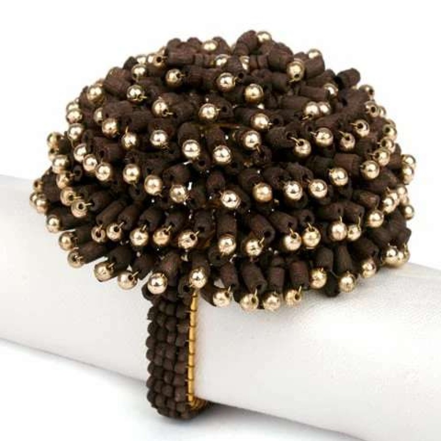 Table Accessories * | Kim Seybert Bead Burst Napkin Ring Brown