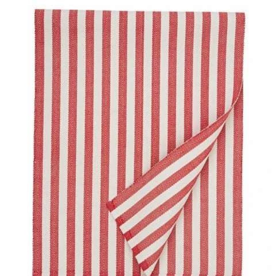 Table Accessories * | Lexington Striped Cotton Table Runner Red 50X250Cm