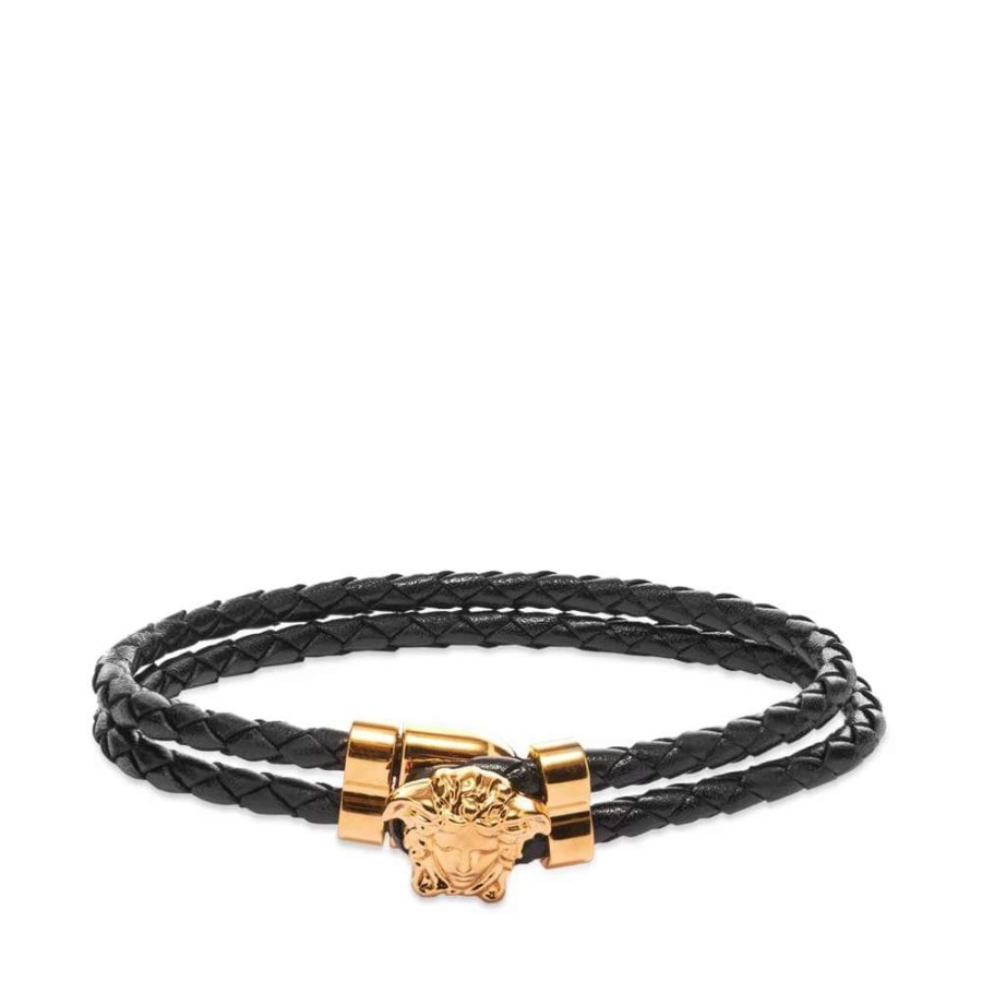 Accessories * | Versace Leather Medusa Bracelet