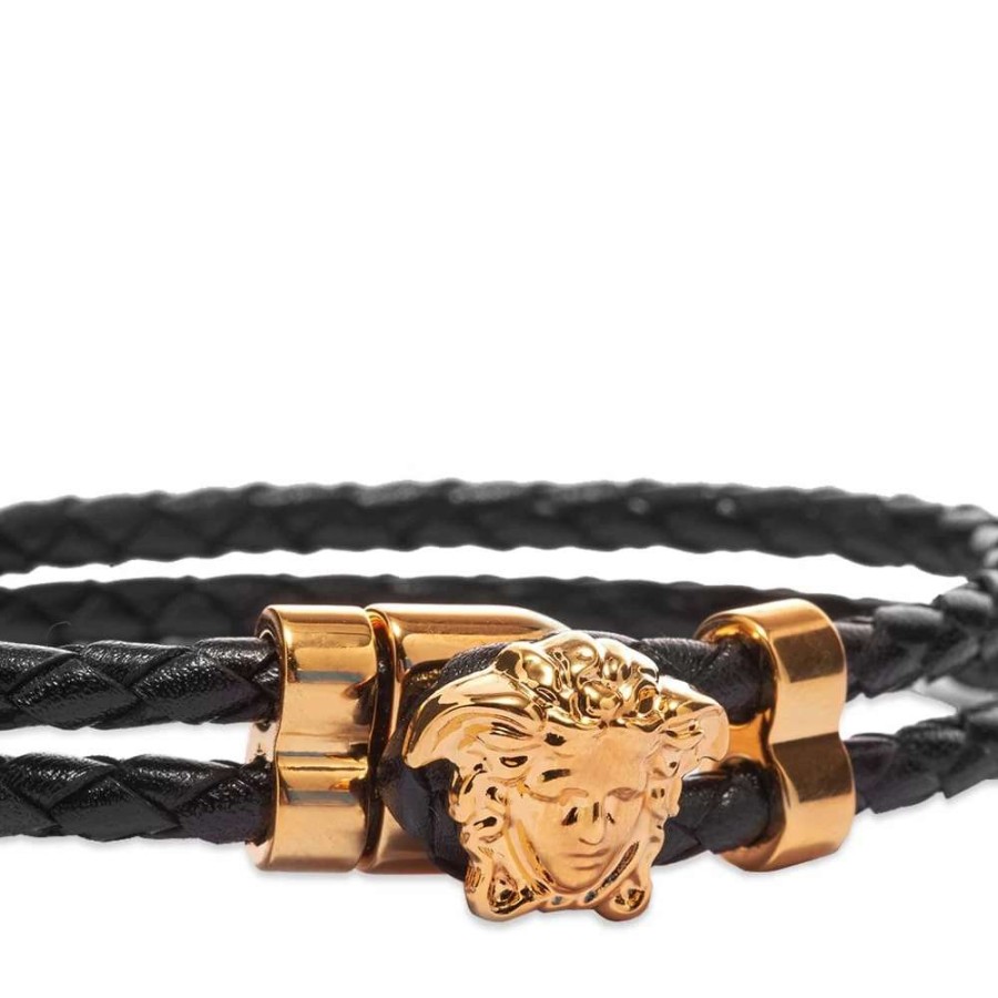 Accessories * | Versace Leather Medusa Bracelet