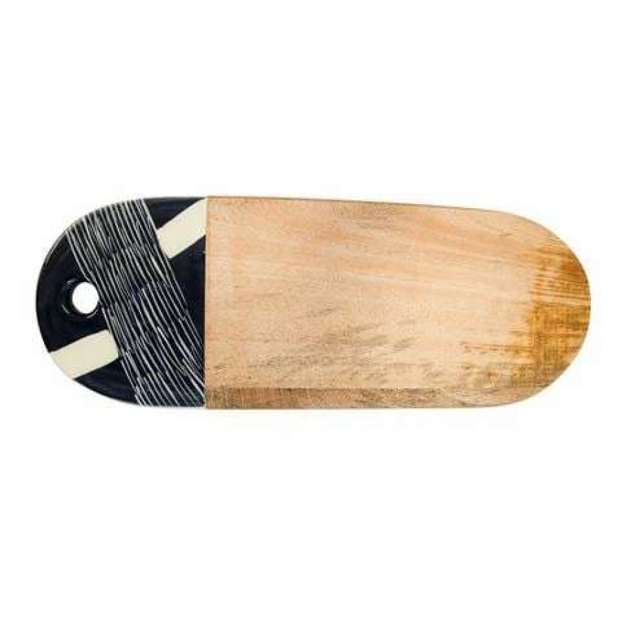 Table Accessories * | Coastal Home Mango Wood & Ceramic Serving Board 17.5X50Cm