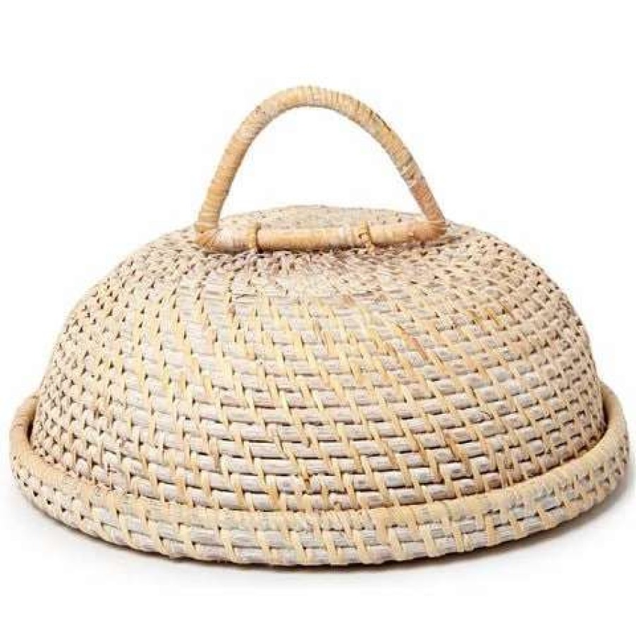 Table Accessories * | Peter'S Rattan Round Dome & Base White Wash