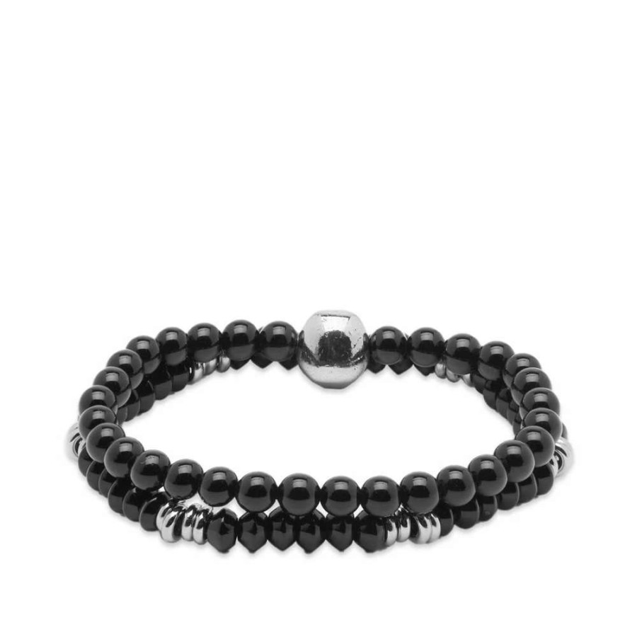 Accessories * | Alexander Mcqueen Beaded Double Wrap Skull Bracelet