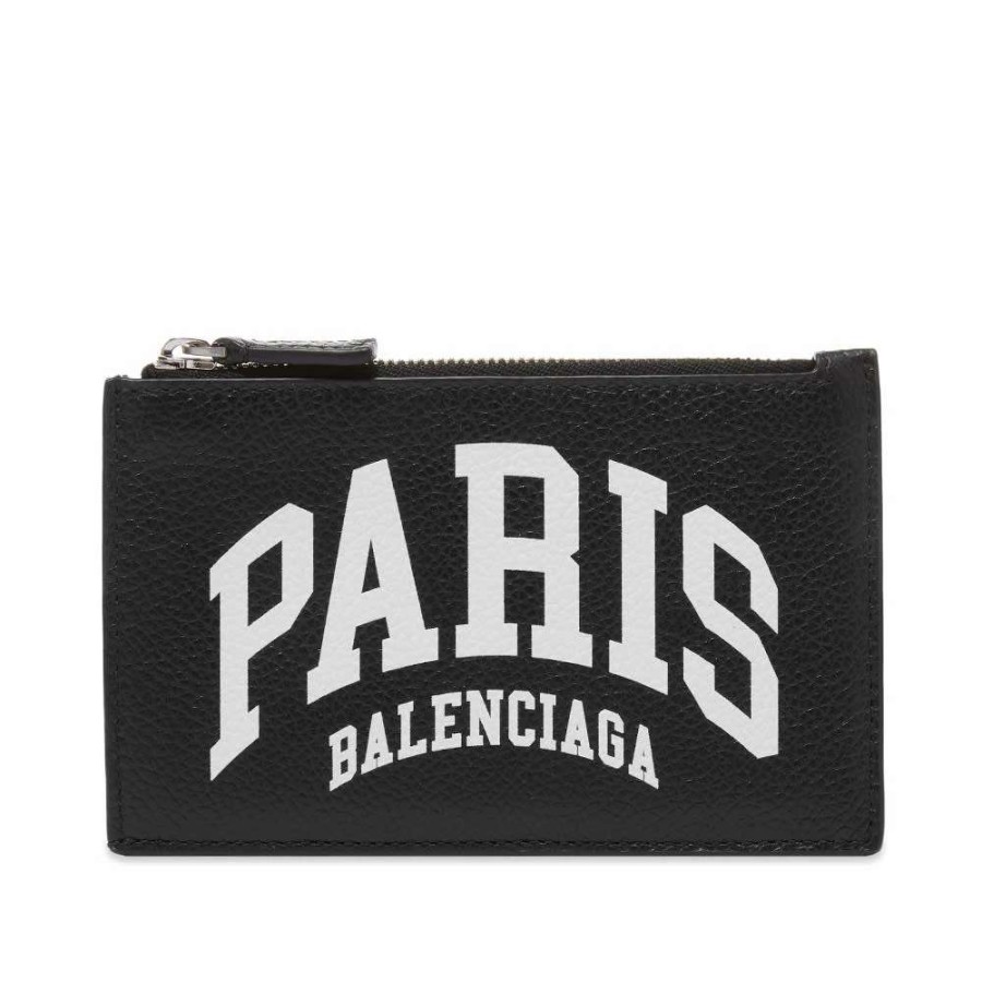 Accessories * | Balenciaga Paris Logo Zip Card Holder