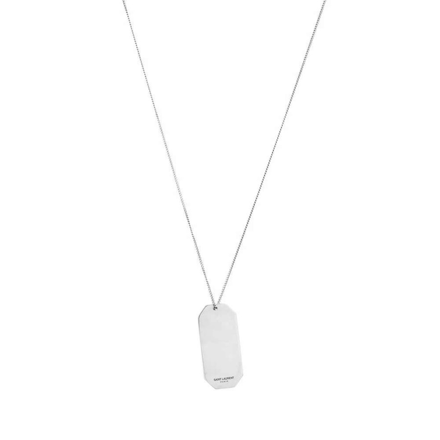 Accessories * | Saint Laurent Long Id Tag Pendant Necklace