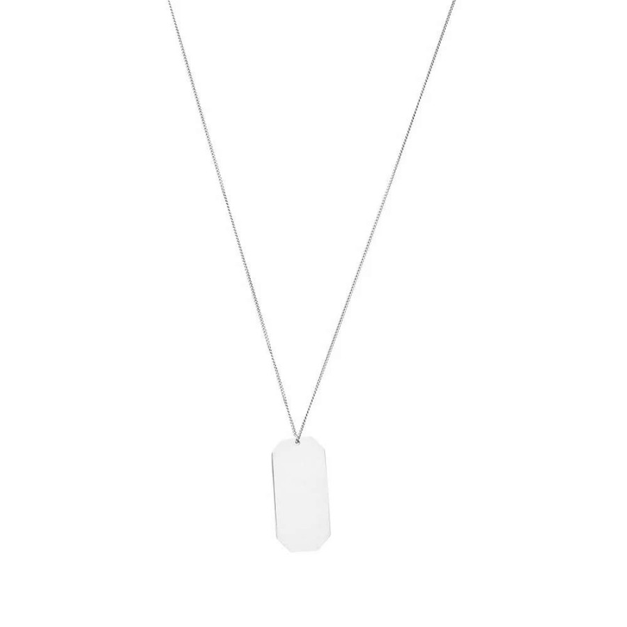 Accessories * | Saint Laurent Long Id Tag Pendant Necklace