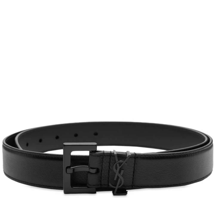 Accessories * | Saint Laurent Metal Logo Leather Belt