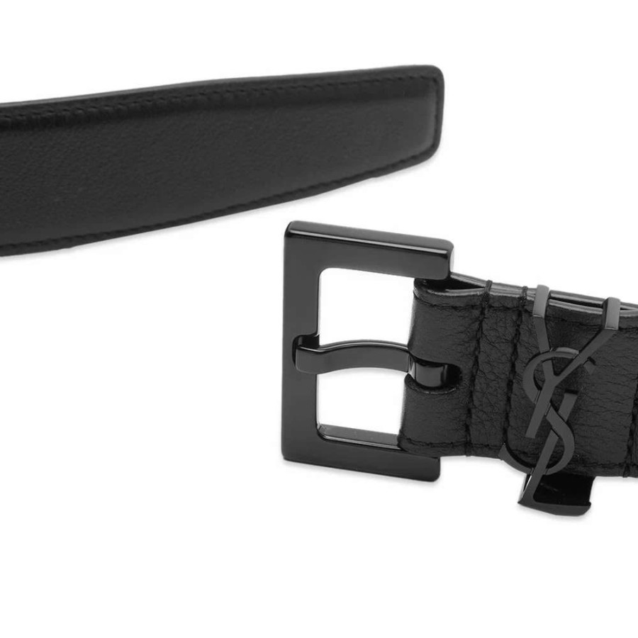 Accessories * | Saint Laurent Metal Logo Leather Belt